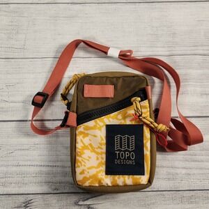 Topo Designs Mini Crossbody Shoulder Bag Olive Yellow Camo Utility Pouch Nylon